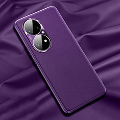 Soft Luxury Leather Snap On Case Cover QK4 for Huawei P50e Purple