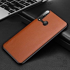 Soft Luxury Leather Snap On Case Cover R01 for Huawei Nova 5i Brown