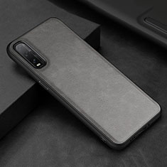 Soft Luxury Leather Snap On Case Cover R01 for Oppo Find X2 Gray