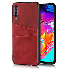 Soft Luxury Leather Snap On Case Cover R01 for Samsung Galaxy A90 5G Red