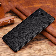 Soft Luxury Leather Snap On Case Cover R01 for Samsung Galaxy Note 10 Black