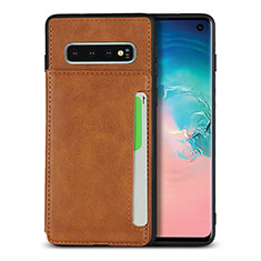 Soft Luxury Leather Snap On Case Cover R01 for Samsung Galaxy S10 Orange