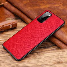 Soft Luxury Leather Snap On Case Cover R02 for Huawei Honor V30 5G Red