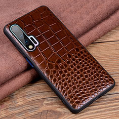 Soft Luxury Leather Snap On Case Cover R02 for Huawei Nova 6 Brown