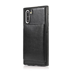 Soft Luxury Leather Snap On Case Cover R02 for Samsung Galaxy Note 10 5G Black