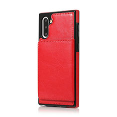 Soft Luxury Leather Snap On Case Cover R02 for Samsung Galaxy Note 10 5G Red