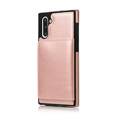 Soft Luxury Leather Snap On Case Cover R02 for Samsung Galaxy Note 10 5G Rose Gold