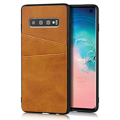 Soft Luxury Leather Snap On Case Cover R02 for Samsung Galaxy S10 5G Orange