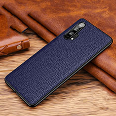 Soft Luxury Leather Snap On Case Cover R03 for Huawei Honor 20 Pro Blue