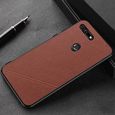 Soft Luxury Leather Snap On Case Cover R03 for Huawei Honor V20 Brown