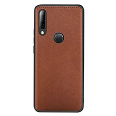 Soft Luxury Leather Snap On Case Cover R03 for Huawei Nova 4e Brown