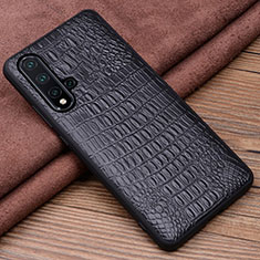 Soft Luxury Leather Snap On Case Cover R03 for Huawei Nova 5 Black