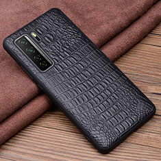 Soft Luxury Leather Snap On Case Cover R03 for Huawei P40 Lite 5G Black