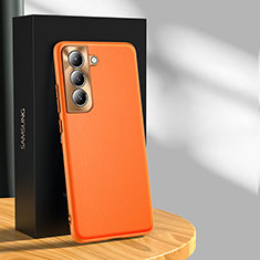 Soft Luxury Leather Snap On Case Cover R03 for Samsung Galaxy S21 Plus 5G Orange