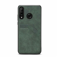 Soft Luxury Leather Snap On Case Cover R04 for Huawei Nova 4e Green