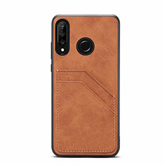 Soft Luxury Leather Snap On Case Cover R04 for Huawei Nova 4e Orange