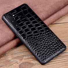 Soft Luxury Leather Snap On Case Cover R04 for Samsung Galaxy Note 10 Black