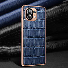 Soft Luxury Leather Snap On Case Cover R04 for Xiaomi Mi 11 Lite 4G Blue