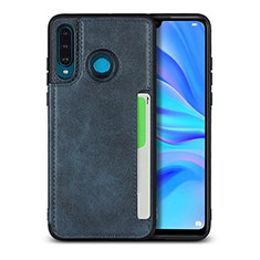 Soft Luxury Leather Snap On Case Cover R05 for Huawei Nova 4e Blue