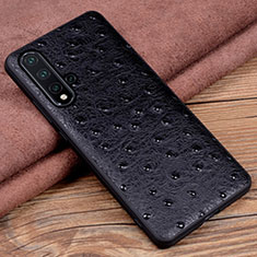 Soft Luxury Leather Snap On Case Cover R05 for Huawei Nova 5 Black