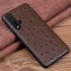 Soft Luxury Leather Snap On Case Cover R05 for Huawei Nova 5 Brown