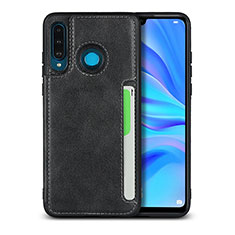 Soft Luxury Leather Snap On Case Cover R05 for Huawei P30 Lite New Edition Black