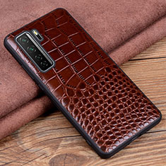 Soft Luxury Leather Snap On Case Cover R05 for Huawei P40 Lite 5G Brown