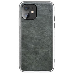 Soft Luxury Leather Snap On Case Cover R06 for Apple iPhone 11 Gray