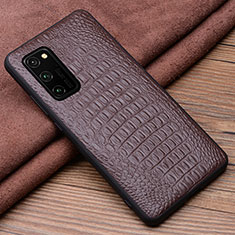 Soft Luxury Leather Snap On Case Cover R06 for Huawei Honor V30 5G Brown