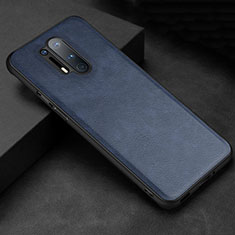 Soft Luxury Leather Snap On Case Cover R06 for OnePlus 8 Pro Blue