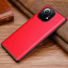 Soft Luxury Leather Snap On Case Cover R06 for Xiaomi Mi 11 Lite 5G NE Red