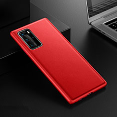 Soft Luxury Leather Snap On Case Cover R07 for Huawei P40 Pro Red