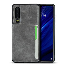 Soft Luxury Leather Snap On Case Cover R08 for Huawei P30 Gray