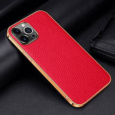 Soft Luxury Leather Snap On Case Cover S01 for Apple iPhone 15 Pro Max Red