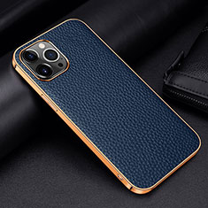 Soft Luxury Leather Snap On Case Cover S01 for Apple iPhone 16 Pro Blue