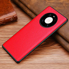 Soft Luxury Leather Snap On Case Cover S01 for Huawei Mate 40 Pro Red