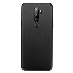 Soft Luxury Leather Snap On Case Cover S01 for Oppo A11 Black