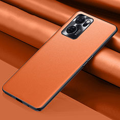 Soft Luxury Leather Snap On Case Cover S01 for Oppo Find X5 Lite 5G Orange
