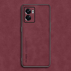 Soft Luxury Leather Snap On Case Cover S01 for Oppo K10 5G India Red