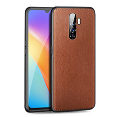 Soft Luxury Leather Snap On Case Cover S01 for Oppo Reno Ace Brown