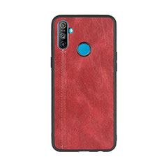 Soft Luxury Leather Snap On Case Cover S01 for Realme C3 Red