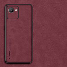 Soft Luxury Leather Snap On Case Cover S01 for Realme C30 Red