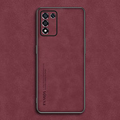 Soft Luxury Leather Snap On Case Cover S01 for Realme Q3s 5G Red