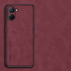 Soft Luxury Leather Snap On Case Cover S01 for Realme V30t 5G Red