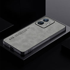 Soft Luxury Leather Snap On Case Cover S01 for Vivo iQOO Z6 Lite 5G Gray