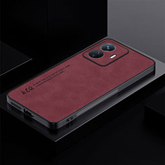 Soft Luxury Leather Snap On Case Cover S01 for Vivo iQOO Z6 Lite 5G Red