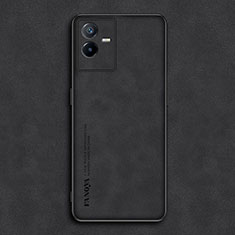 Soft Luxury Leather Snap On Case Cover S01 for Vivo T2x 5G Black