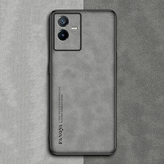 Soft Luxury Leather Snap On Case Cover S01 for Vivo T2x 5G Gray