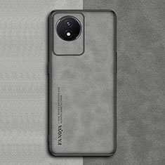 Soft Luxury Leather Snap On Case Cover S01 for Vivo Y02A Gray