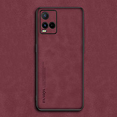 Soft Luxury Leather Snap On Case Cover S01 for Vivo Y21s Red